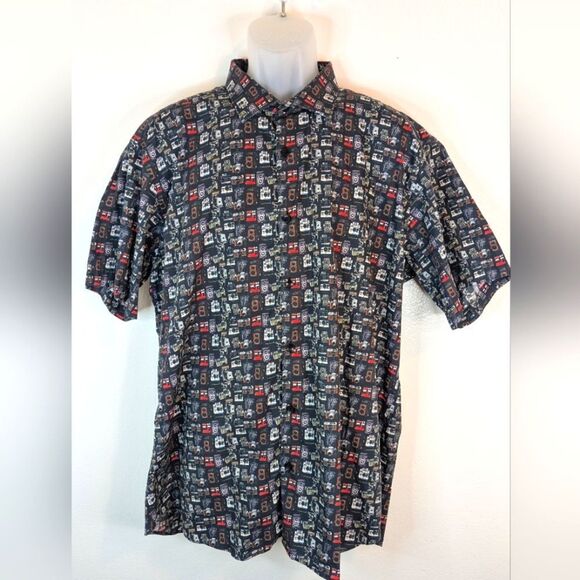 Jared Lang Camera Print Eclectic Streetwear Preppy Academia Top XXL - Picture 2 of 11